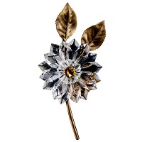 Branche avec flocon de neige 18cm Décoration en bronze et cristal pour pierres tombales