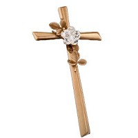 Crucifix with rose 28cm - 11in In bronze, with crystal, wall attached AS/404300115