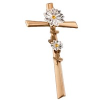 Crucifijo con copos de nieve 40cm En bronce, con cristal, a pared AS/405301108