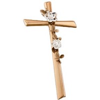 Crucifijo con rosas 40cm En bronce, con cristal, a pared AS/405301116