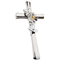 Crucifix with snowflake 28cm - 11in In stainless steel, with crystal, wall attached AS/502300108
