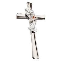 Crucifix with water lily 28cm - 11in In stainless steel, with crystal, wall attached AS/502300102