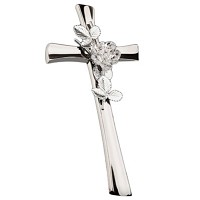 Crucifix with rose 28cm - 11in In steel, with crystal, wall attached AS/502300115