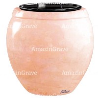 Jardinière Amphòra 19cm En marbre Rosa Bellissimo, intérieur en plastique