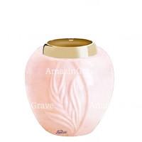Base for grave lamp Spiga 10cm - 4in In Rosa Bellissimo marble, with golden steel ferrule
