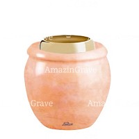 Base de lámpara votiva Amphòra 10cm En marmol Rosa Bellissimo, con casquillo de acero dorado