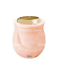 Base for grave lamp Gondola 10cm - 4in In Rosa Bellissimo marble, with golden steel ferrule