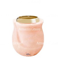 Base pour lampe funéraire Gondola 10cm En marbre Rosa Bellissimo, avec griffe acier doré