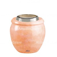 Base de lámpara votiva Amphòra 10cm En marmol Rosa Bellissimo, con casquillo de acero