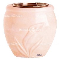 Jardinière Calla 19cm En marbre Rosa Bellissimo, intérieur cuivre