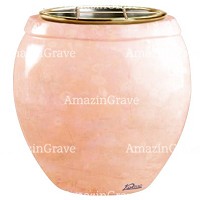 Flowers pot Amphòra 19cm - 7,5in In Rosa Bellissimo marble, golden steel inner