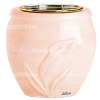 Flowers pot Calla 19cm - 7,5in In Rosa Bellissimo marble, golden steel inner