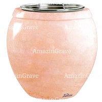 Jardinière Amphòra 19cm En marbre Rosa Bellissimo, intérieur acier