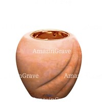 Base for grave lamp Soave 10cm - 4in In Rosa Bellissimo marble, with recessed copper ferrule