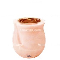 Base for grave lamp Gondola 10cm - 4in In Rosa Bellissimo marble, with recessed copper ferrule