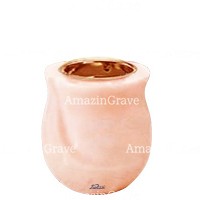 Base de lámpara votiva Gondola 10cm En marmol Rosa Bellissimo, con casquillo cobre empotrado