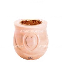 Base de lámpara votiva Cuore 10cm En marmol Rosa Bellissimo, con casquillo cobre empotrado