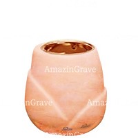 Base pour lampe funéraire Liberti 10cm En marbre Rosa Bellissimo, avec griffe cuivre à encastré