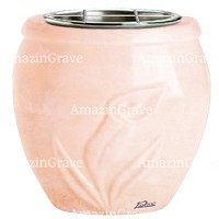 Vasca portafiori Calla 19cm In marmo Rosa Bellissimo, interno in acciaio