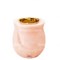 Base for grave lamp Gondola 10cm - 4in In Rosa Bellissimo marble, with recessed golden ferrule