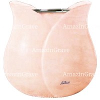 Macetero para flores Tulipano 19cm En marmol Rosa Bellissimo, interior acero