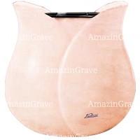 Vasca portafiori Tulipano 19cm In marmo Rosa Bellissimo, interno in plastica