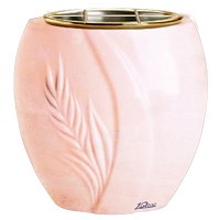 Flowers pot Spiga 19cm - 7,5in In Rosa Bellissimo marble, golden steel inner