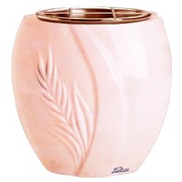 Jardinière Spiga 19cm En marbre Rosa Bellissimo, intérieur cuivre