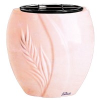 Flowers pot Spiga 19cm - 7,5in In Rosa Bellissimo marble, plastic inner