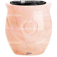 Flowers pot Cuore 19cm - 7,5in In Rosa Bellissimo marble, plastic inner