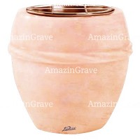 Jardinière Chordè 19cm En marbre Rosa Bellissimo, intérieur cuivre