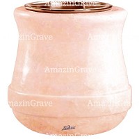 Jardinière Calyx 19cm En marbre Rosa Bellissimo, intérieur cuivre