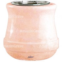 Vasca portafiori Calyx 19cm In marmo Rosa Bellissimo, interno in acciaio