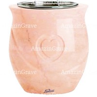 Jardinière Cuore 19cm En marbre Rosa Bellissimo, intérieur acier