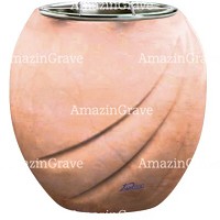 Jardinière Soave 19cm En marbre Rosa Bellissimo, intérieur acier