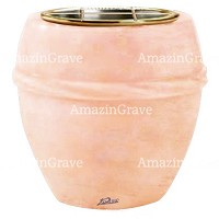 Flowers pot Chordè 19cm - 7,5in In Rosa Bellissimo marble, golden steel inner