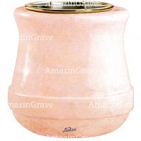 Flowers pot Calyx 19cm - 7,5in In Rosa Bellissimo marble, golden steel inner