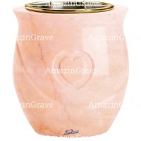 Flowers pot Cuore 19cm - 7,5in In Rosa Bellissimo marble, golden steel inner