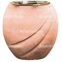 Flowers pot Soave 19cm - 7,5in In Rosa Bellissimo marble, golden steel inner