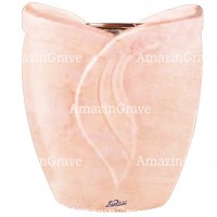 Jardinière Gres 19cm En marbre Rosa Bellissimo, intérieur cuivre