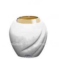 Basis von grablampe Soave 10cm Reinweiss Marmor, mit goldfarben stahl ring