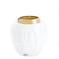 Base pour lampe funéraire Spiga 10cm En marbre Blanc Pur, avec griffe acier doré