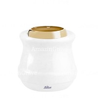 Base per lampada votiva Calyx 10cm In marmo Bianco puro, con ghiera in acciaio dorata