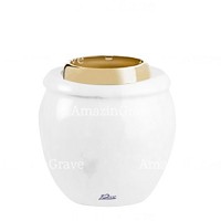 Base pour lampe funéraire Amphòra 10cm En marbre Blanc Pur, avec griffe acier doré