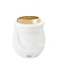 Base pour lampe funéraire Gondola 10cm En marbre Blanc Pur, avec griffe acier doré