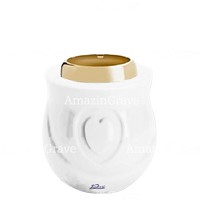 Base pour lampe funéraire Cuore 10cm En marbre Blanc Pur, avec griffe acier doré