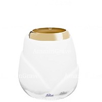 Base pour lampe funéraire Liberti 10cm En marbre Blanc Pur, avec griffe acier doré