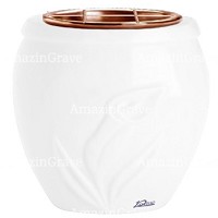 Macetero para flores Calla 19cm En marmol Blanco puro, interior en cobre