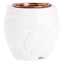 Flowers pot Calla 19cm - 7,5in In Pure white marble, copper inner