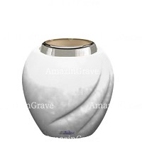 Basis von grablampe Soave 10cm Reinweiss Marmor, mit stahl ring